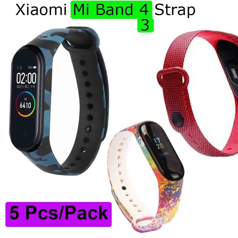 

Mi Band 4 Strap Silicone Bracelet For Xiaomi Mi Band 4 3 Wristband Miband 4 3 Smart Wriststrap Color Silicone Wristbands 5Pcs