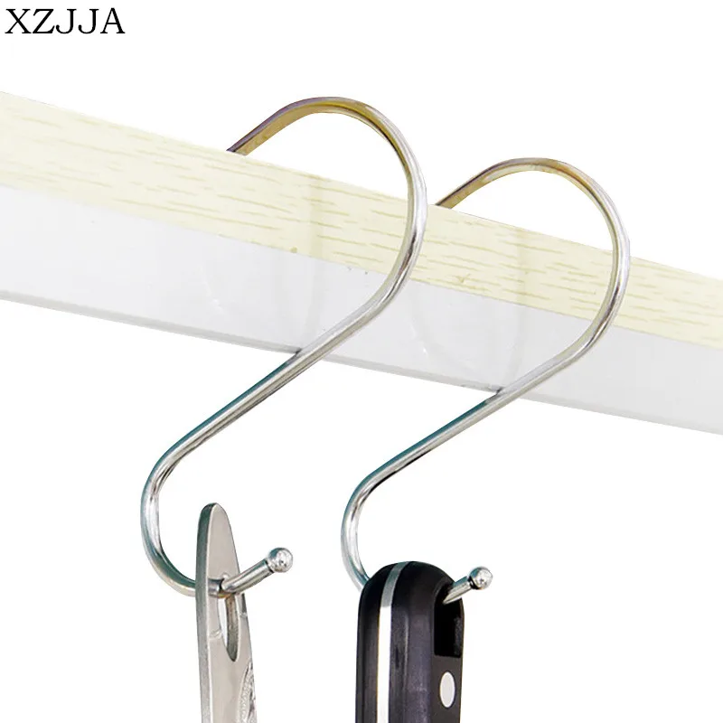 

XZJJA 3PC Big Medium Small Metal S Shaped Hooks Bathroom Kitchen Hanging Hanger Clasp Rack Sundries Organizer Storage Holders