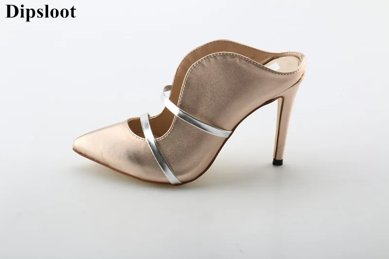 

Dipsloot 2018 Girls Sexy Pointed Toe Slingback Shoes Woman Band Slip-on Slippers Female Stiletto High Heels Dress Shoes Lady
