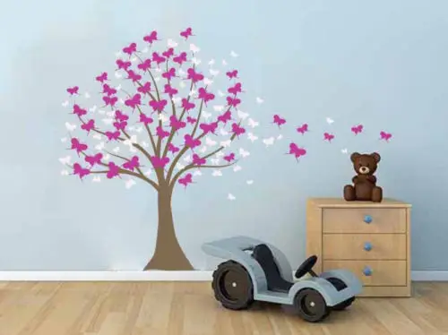 Grand Mur Arbre Bebe Pepiniere Decalque Feuille Cerise Oiseaux Autocollant Fille Fleur Chene H84in Aliexpress