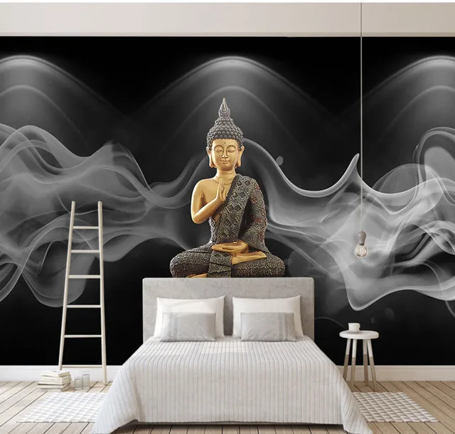 8d religion buddha statue photo wall sticker for lliving room tv