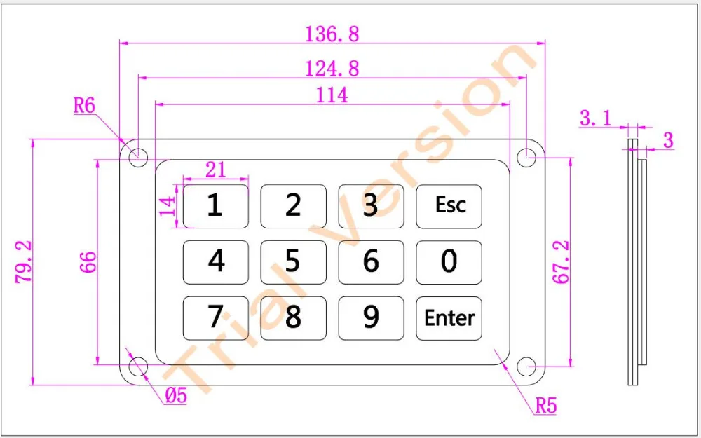 Промышленная клавиатура с 12 клавишами IP65 4x3 киоск металлическая Матрица клавиатуры из нержавеющей стали металлик водонепроницаемый тонкий