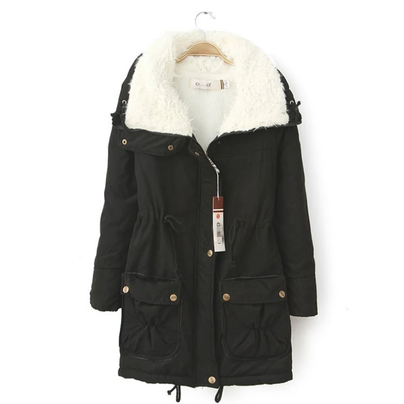 low cost  Winter Women coat Thick Warm short plush fur Collar Women Jacket Fashion Causal autumn cotton Femal