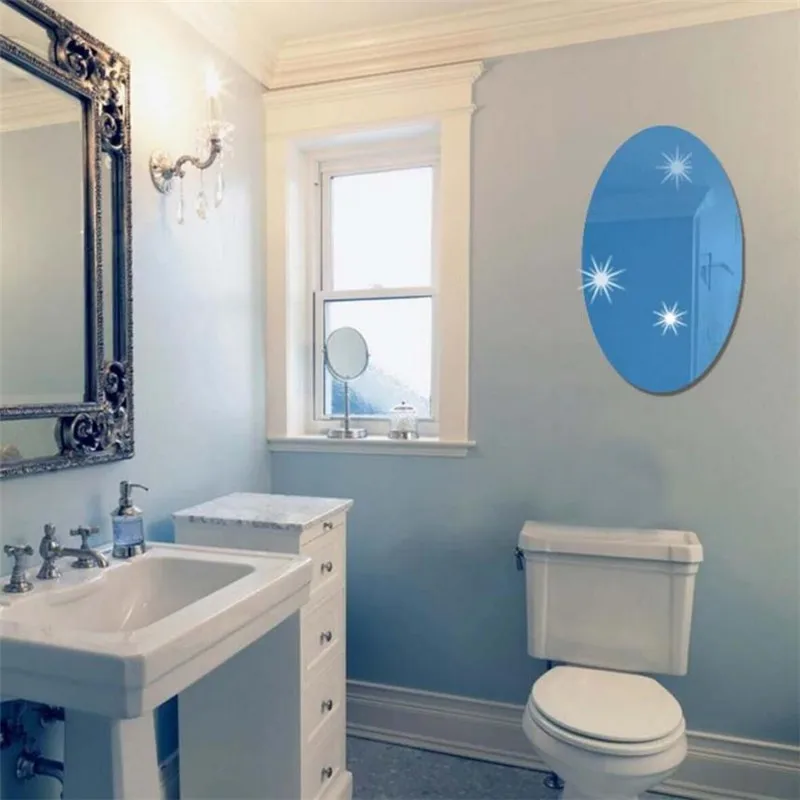 

sticker on the wal Mirror Wall Sticker Oval Self Adhesive Room Decor Stick On Art Decor x30405