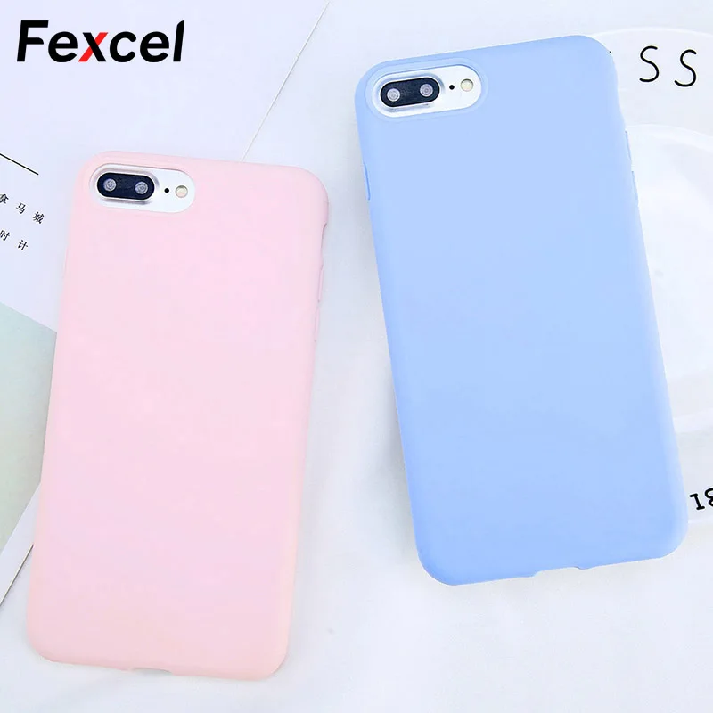 

Fexcel Soft TPU Case For iPhone 5 5s SE 6 6s 7 8 Plus X XR XS Max Case Ultra Thin Candy Color 360 Full Silicone Phone Back Cover