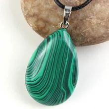 100-уникальный 1 шт посеребренный Летний стиль Малахитовый Камень капли воды кулон Модные ювелирные изделия