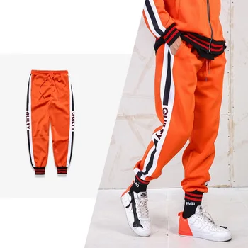 

Spring autumn Elastic Waist Harem Pants Mens retro Side Striped Print Pencil Pants Track Trousers Fashion Joggers Sweatpants