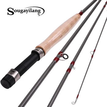 

Sougayilang 2.7M Fly Fishing Rod 4 Section Fly Fishing Rod Line wt 5/6 Soft Cork Handle Fly Rod Outdoor Bass Fishing Pole