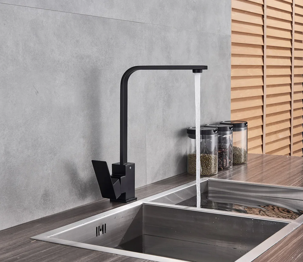 Brushed Nickel Kitchen Faucet Single Lever Bathroom Kitchen Mixer Tap Deck Mounted Bathroom Kitchen Hot and Cold Water Tap Cran
