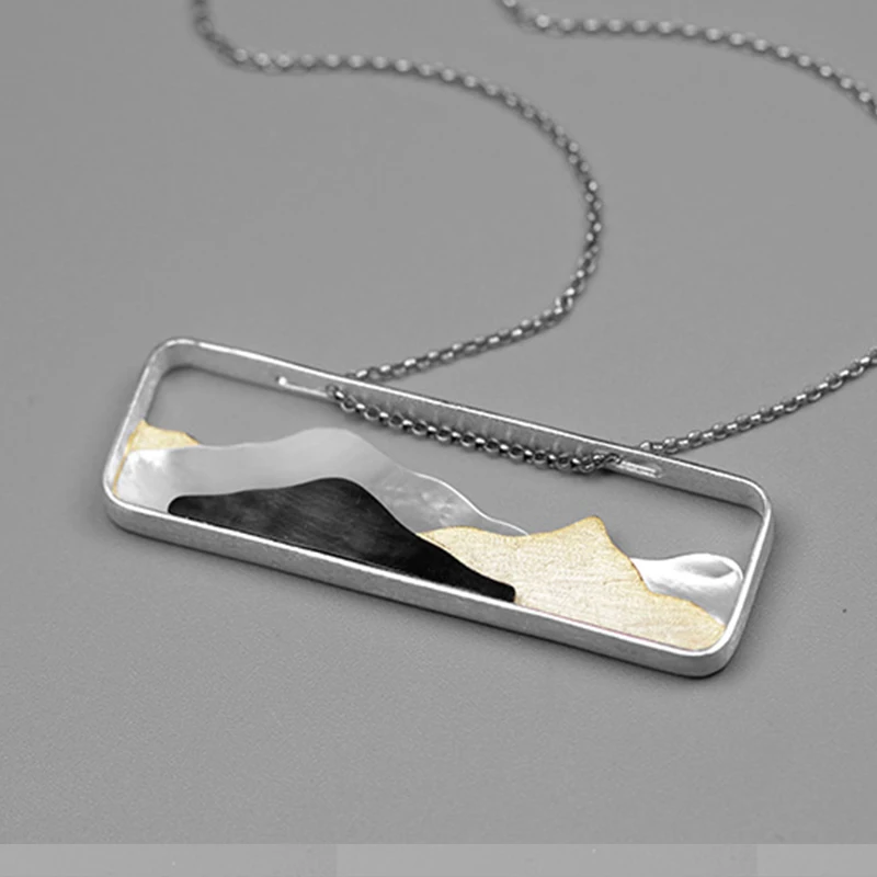 Lotus Fun Real 925 Sterling Silver Natural Sea Shell Handmade Fine Jewelry Multipeaked Mountain Design Pendant without Necklace