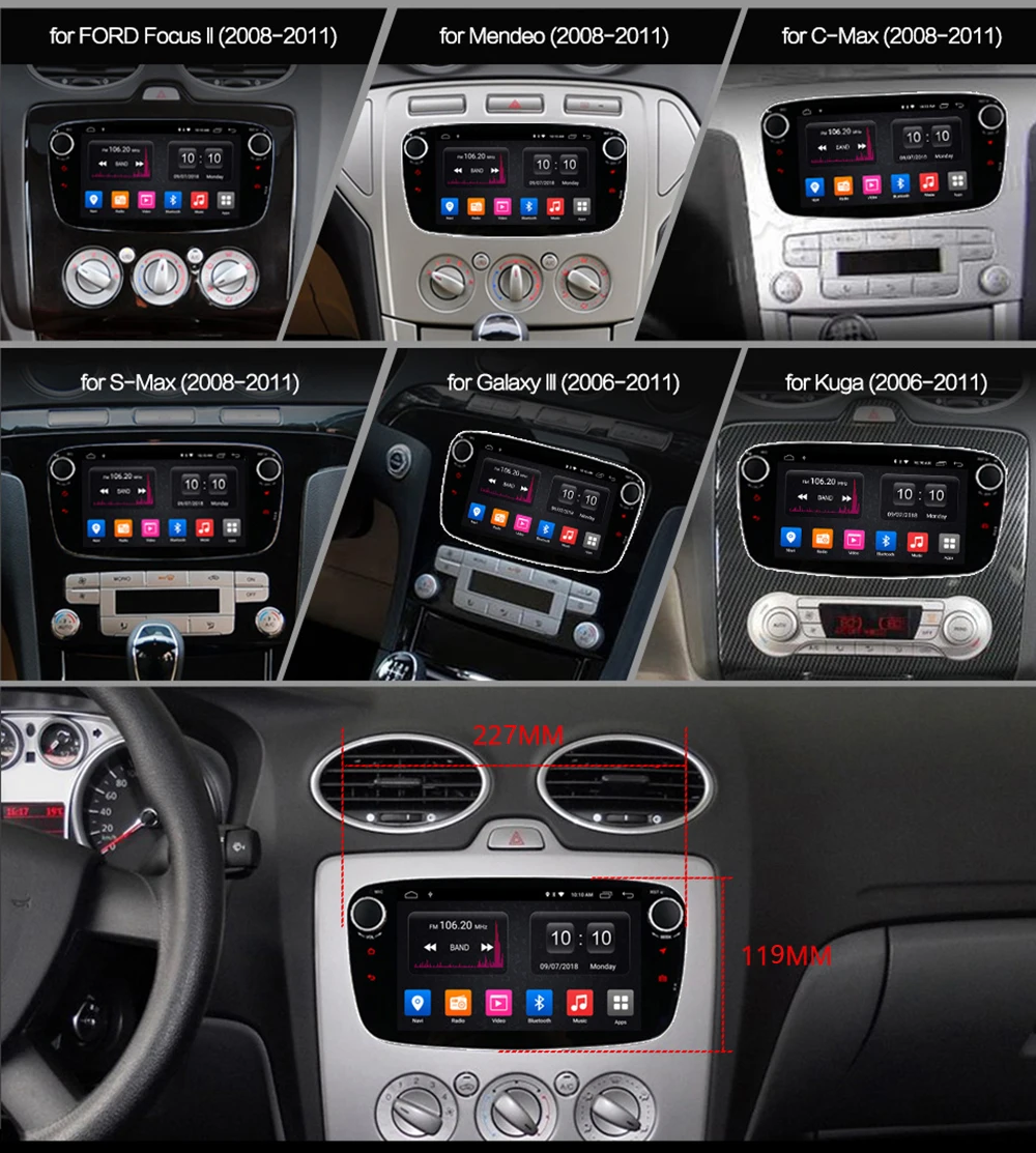 Flash Deal Hikity Android 9 2 Din Car radio Multimedia Video Player touch screen auto Stereo GPS MAP RDS TMPS DVR DAB For Ford Focus Mondeo 4