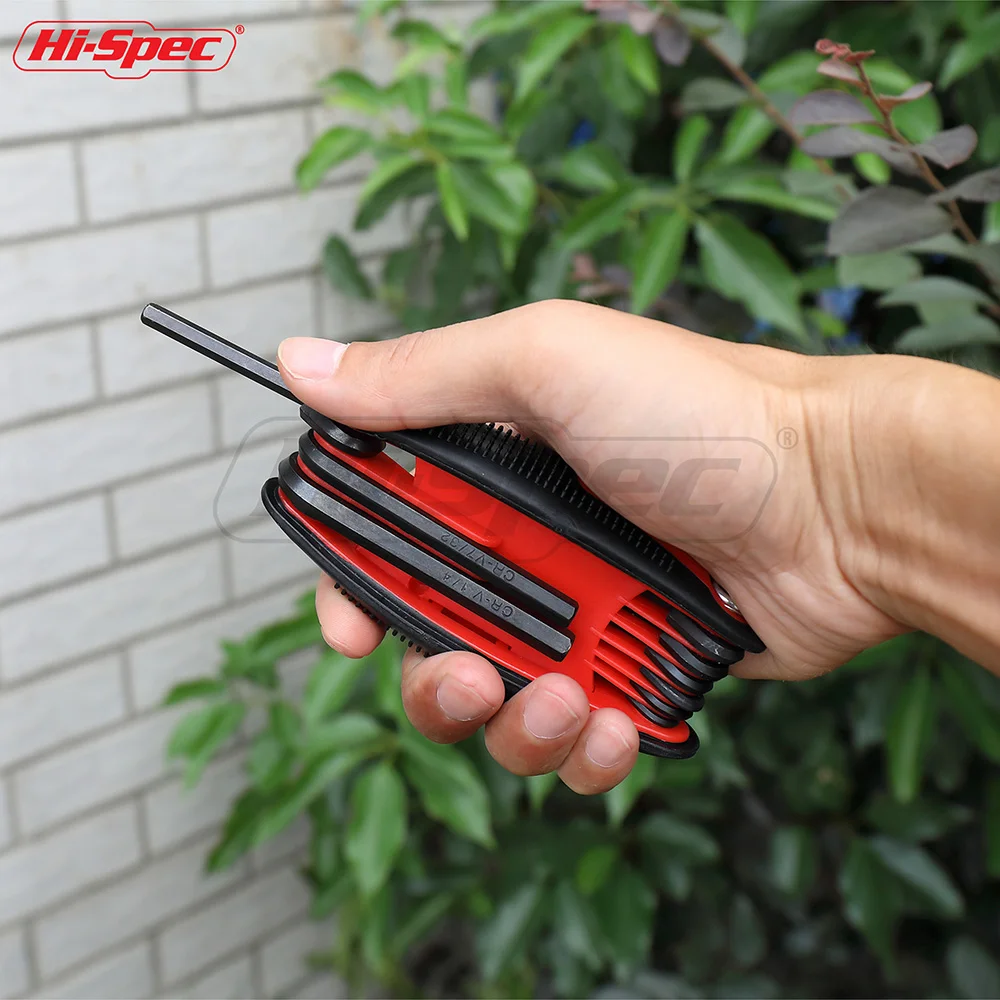 Hi-Spec 9 Unid plegable llaves Allen Crv acero Universal llave Hexagonal Set bicicleta métrica llave inglesa set Llave Allen WR001