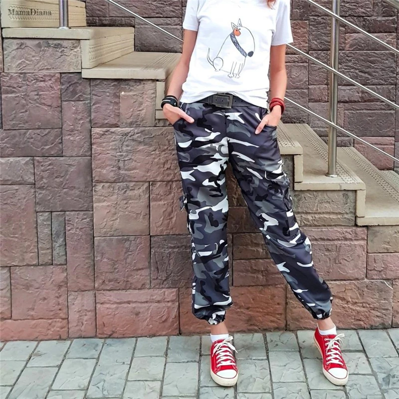 Orange Camouflage Pants Women Sweatpants Purple Pink Camo Pants Pantalon Femme Trousers Cargo Harem Pantalones Mujer -