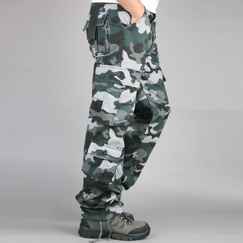 Камуфляжные брюки карго, мужские уличные мульти-карманные комбинезоны, военные тактические длинные брюки, мужские повседневные хлопковые прямые брюки