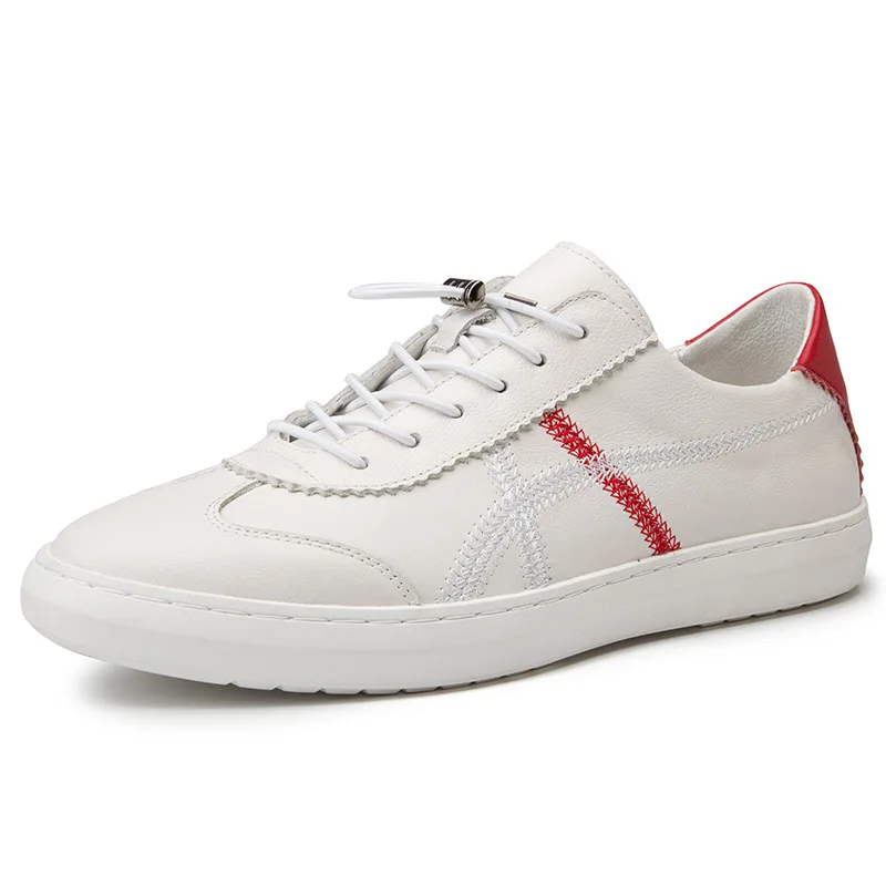 100% Genuine Leather Shoes Men White Sneakers Mens Casual Shoes Male Footwear Cow Leather Black White Shoes Soft KA1473