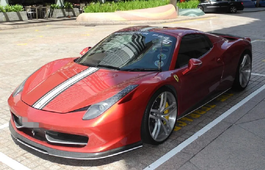 Для Ferrari 458 В Стиль углеродного волокна спереди губ Диффузор спойлер противотуманных фар кадр комплект обвес-Ferrari 458