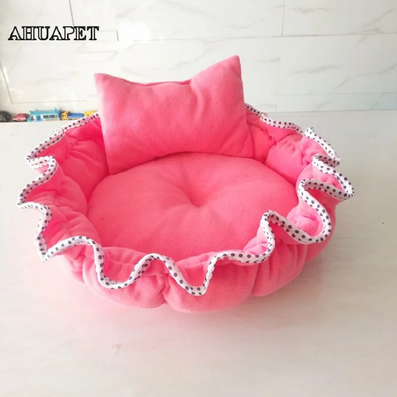cheap AHUAPET Pet Warm Mats Winter Dog House For Cat Pink Flower Bud Lair Dog Pillow Accessories Pet Sofa Puppy Sleeping Dogs Mats E