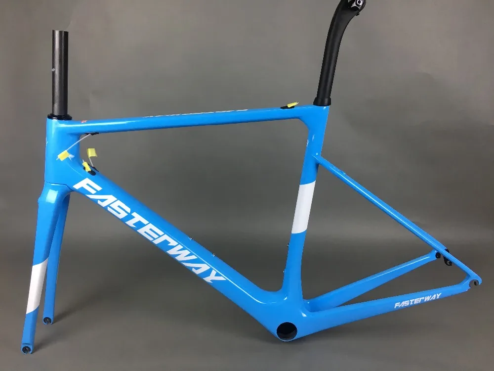 Best light blue 2019 TAIWAN FASTERWAY classic carbon road frameset UD weaves carbon bike frame:Frameset+Seatpost+Fork+Clamp+Headset 7