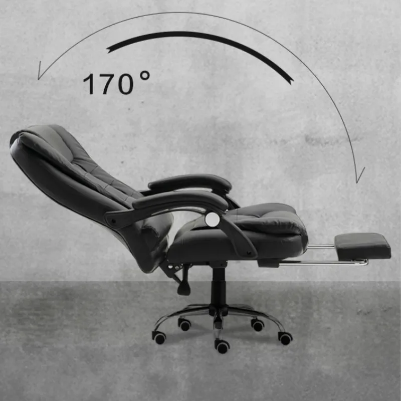 Genuine Leather Computer Chair Household Leather Office Chair PU Swivel Lift Gaming Chair Silla Ofi