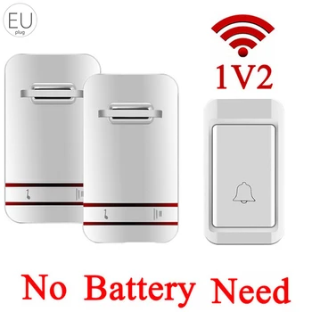 

Door Bell Home EU Wireless Doorbell Led Light No Need Battery Self-generated Electricity Waterproof Button Door Bell Convenient