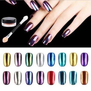 Brand New 1g/Box Magic Nail Glitter Metal ChromeSequins Mirror Powder  Pigment Nails Art For Gel Nail Polish 16 Colors option