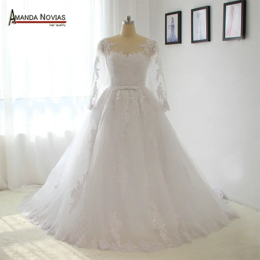 

2016 new model plus size wedding dress with sleeves