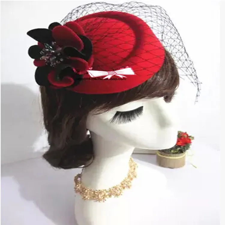 New Double Color Sunflower Mesh Hair Clip Beret Cap Colorful Diamond Cocktail Hat For Wedding Party