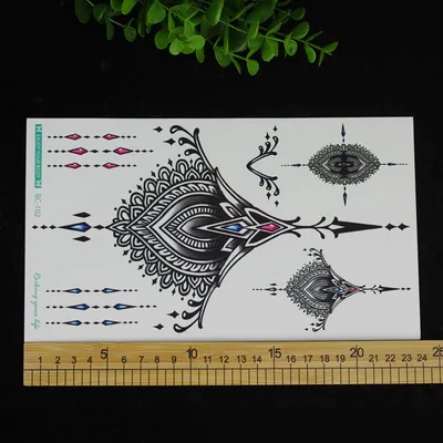 Новинка 13,8*24 см., временная татуировка на грудь, большое тело/спина, художественная наклейка, ювелирное изделие, колье, цветок, татуировка, мода, флеш-тату для девушек