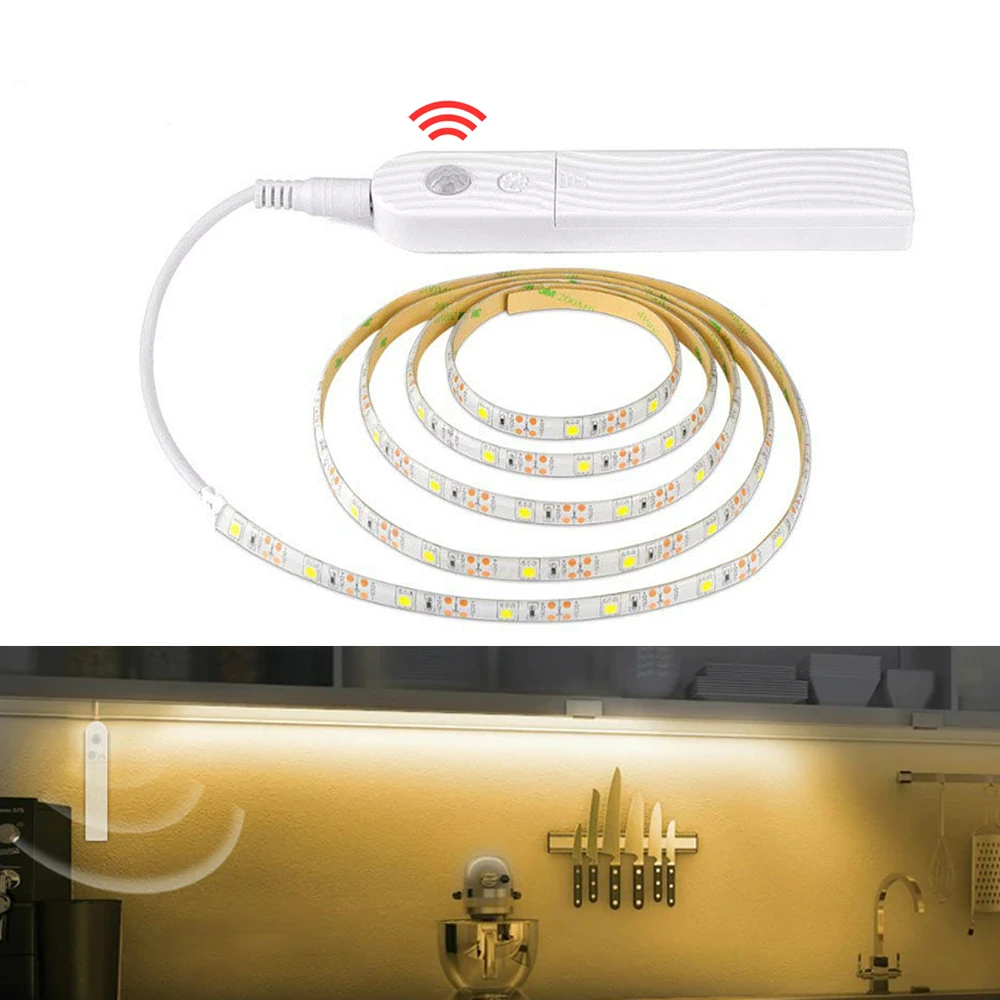 

3M 2M 1M LED light strip waterproof PIR induction night light motion sensor battery powered wardrobe bed bottom smart lamp IP66