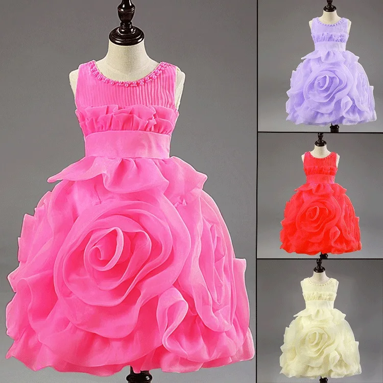 rose flower dress for girl