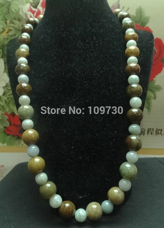 

00935 Light green & Yellow 100% Natural big and small beads A JADE Jadeite Necklace