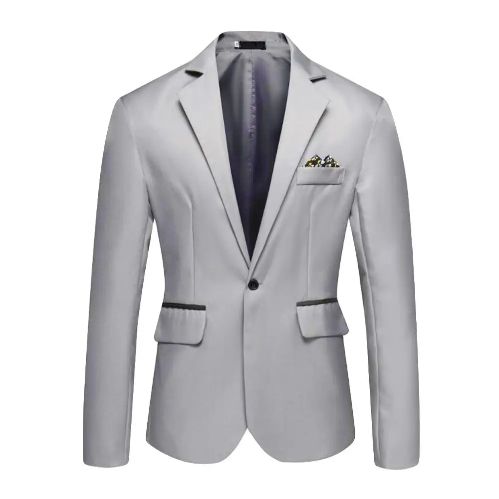 Мужской Стильный повседневный однотонный Блейзер, деловая верхняя одежда для свадебной вечеринки, пиджак, офисный классический костюм, деловой пиджак для мужчин L15 - Цвет: Синий