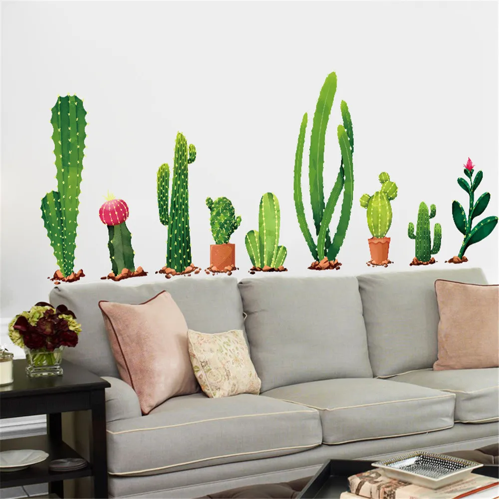 дешево! DIY Кактус Съемный Наклейка На Стену Семейный Дом Стикер Mural Art Home Decor X7.19