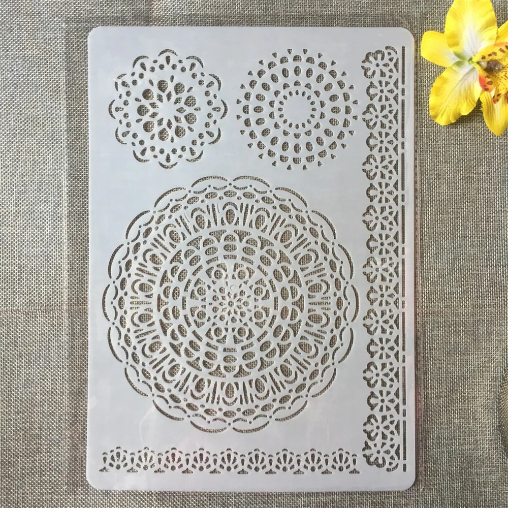 

1Pcs A4 Circle Round Floral Edge DIY Craft Layering Stencils Painting Scrapbooking Stamping Embossing Album Paper Card Template