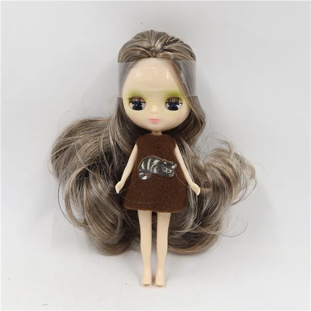 DBS blyth mini doll 10CM BJD normal body doll long hair 10cm toy anime random dress as a gift 24