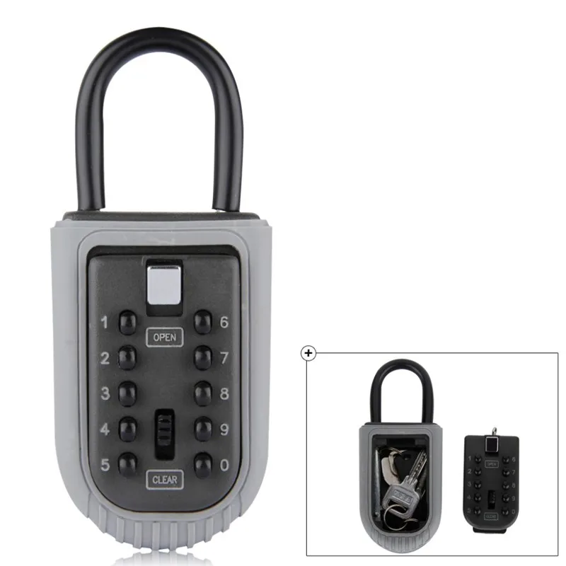 Key Storage Box Organizer Zinc Alloy Security Door Lock 10 Digit Combination Password Free Installation Padlock with Hook
