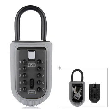 

Key Storage Box Organizer Zinc Alloy Security Door Lock 10 Digit Combination Password Free Installation Padlock with Hook
