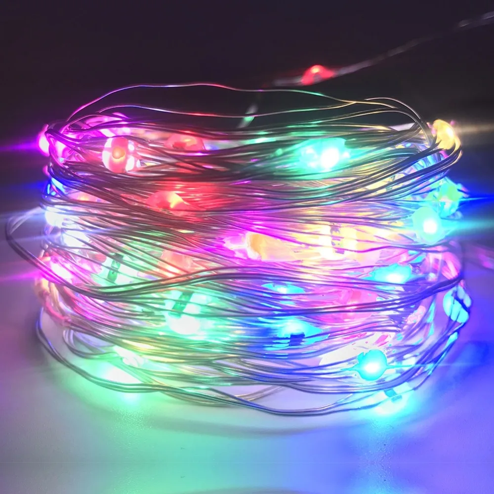 

Multi Color Changing String Lights Waterfall Fairy Lights Battery Powered with 19 Keys Remote Control and Waterproof Battery Box