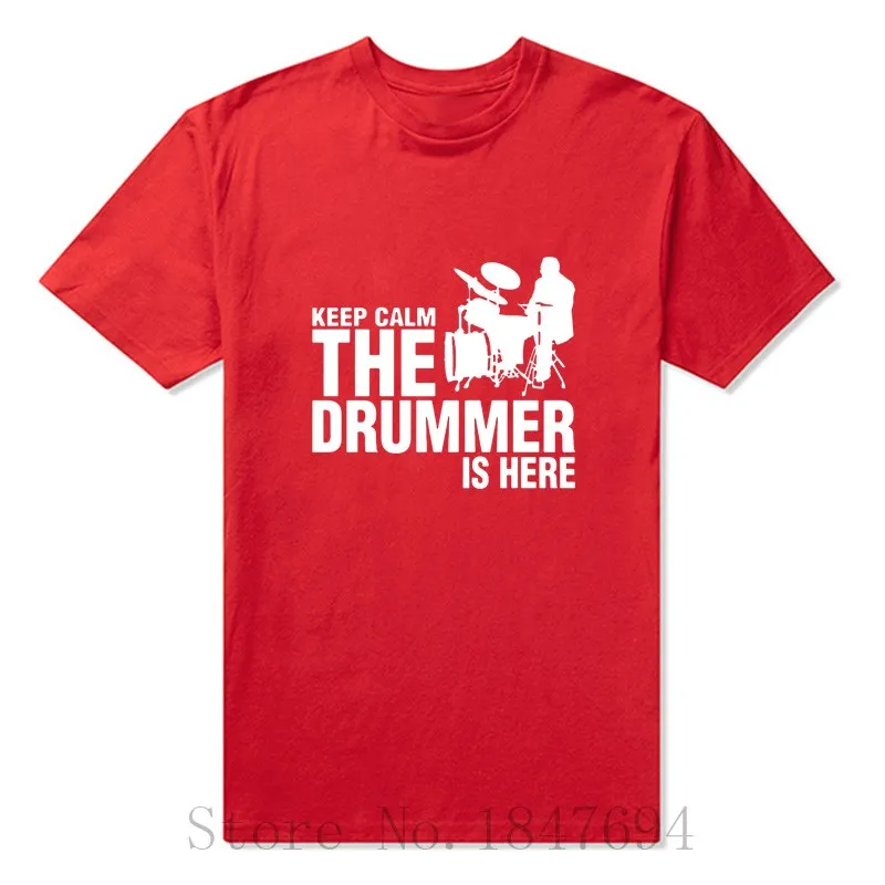 Летние новые хлопковые мужские футболки с барабанщиком и барабаном повседневные футболки с короткими рукавами с надписью «Keep Calm The drummer Is Here» Футболки