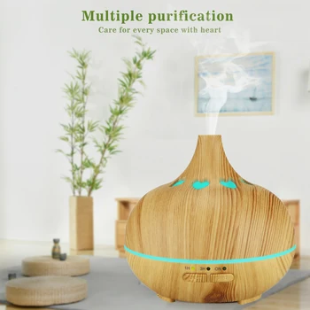 

150ml Wood Grain Ultrasonic Air Humidifier Aroma Essential Oil Diffuser with 7 Color Changing LED Lights for Office Home