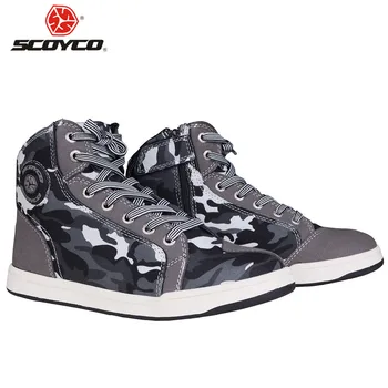 

SCOYCO Camo Motorcycle Biker Boots Stivali Botas Moto Motosiklet Bot Mens Shoes Motociclista Bottes Casual City Moto Shoes