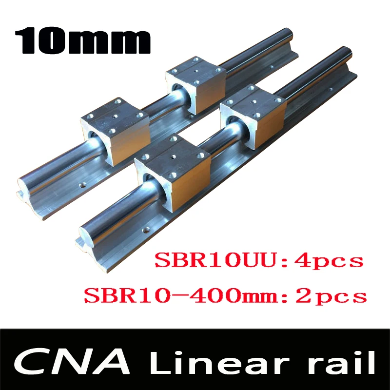 

2pcs SBR10 L 400mm linear rail support with 4pcs SBR10UU linear guide auminum bearing sliding block cnc parts