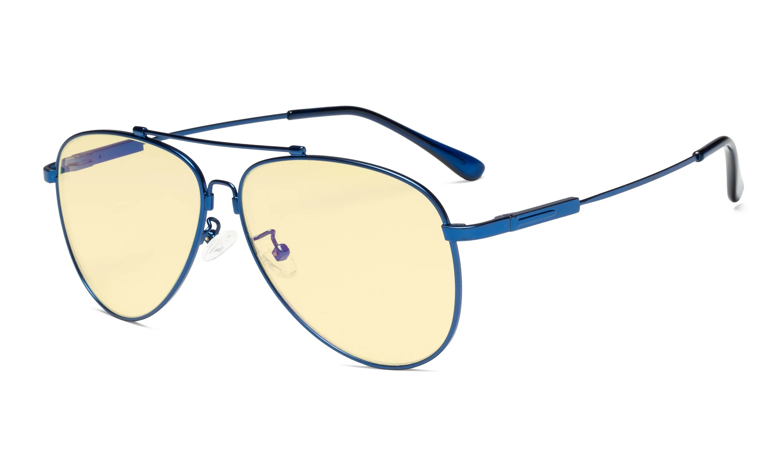 TMR1801 очки для чтения на компьютере, анти-синий светильник, очки в стиле пилота с памятью, желтые тонированные линзы для женщин и мужчин - Цвет оправы: Blue