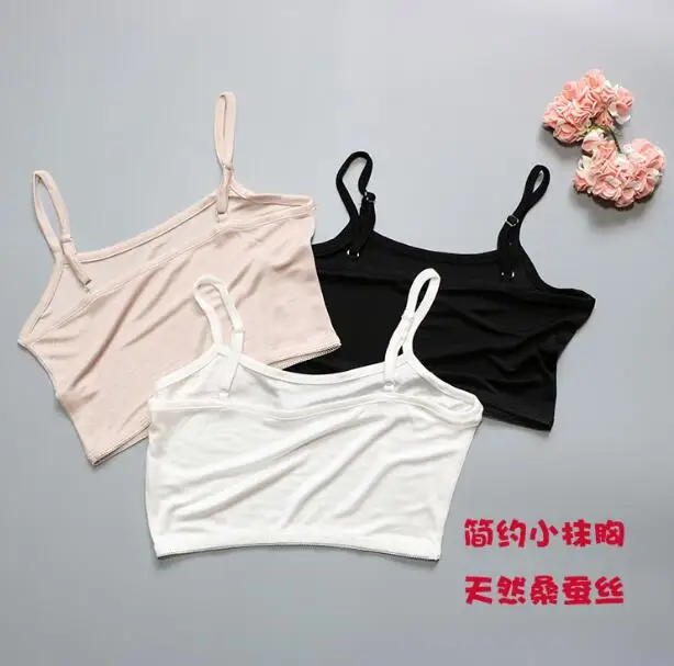 

1PC 100% Silk Women's Basic Non-Pads Mini Camisole Half Cami SG426