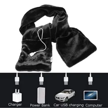 USB Электрический шарф с подогревом, шаль для шеи, мягкий, для женщин и мужчин, на Рождество, Год, теплая шаль с зарядными USB карманами