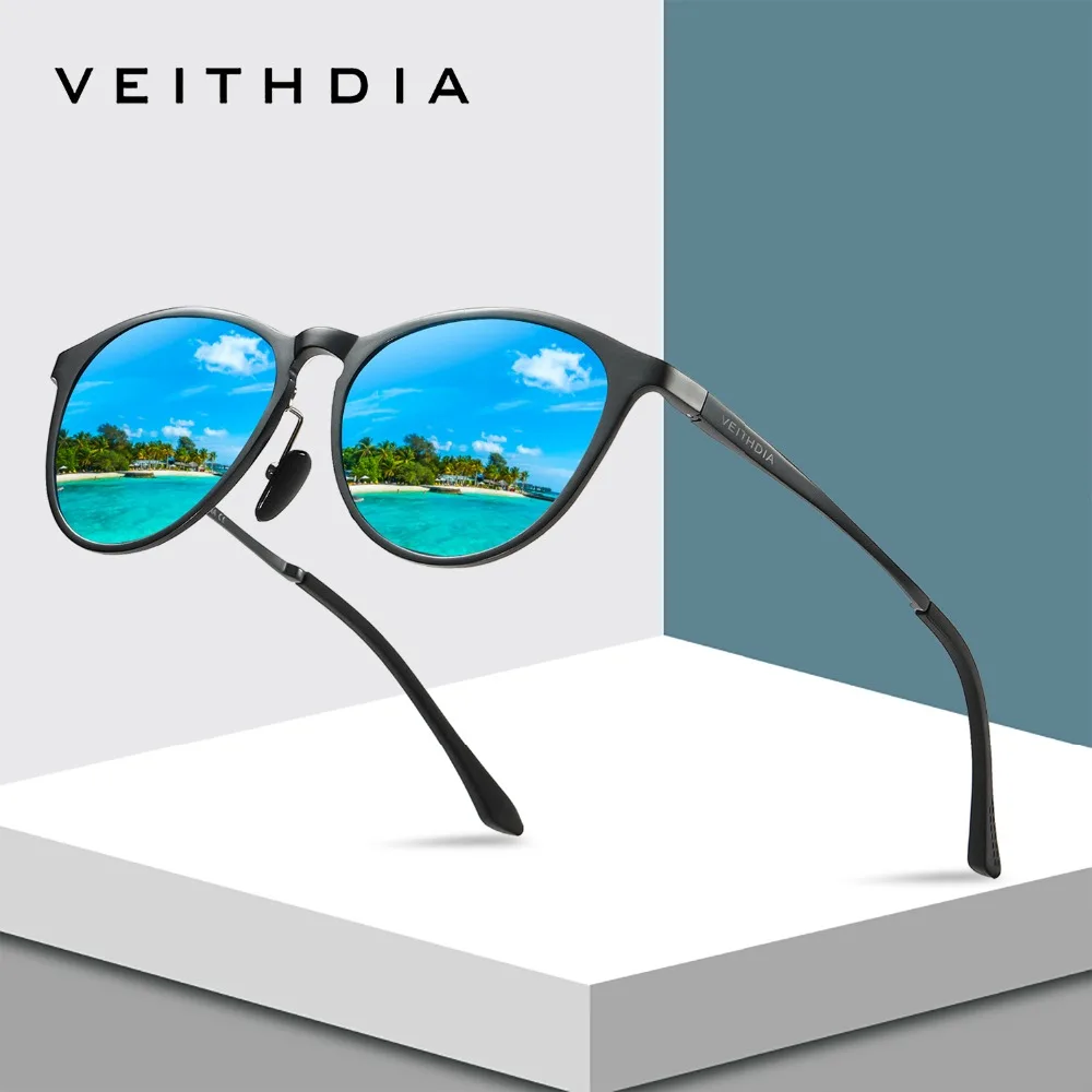VEITHDIA, унисекс, Ретро стиль, алюминий, магний, зеркальные солнцезащитные очки, поляризационные линзы, винтажные очки для вождения, солнцезащитные очки для мужчин/женщин, 6625