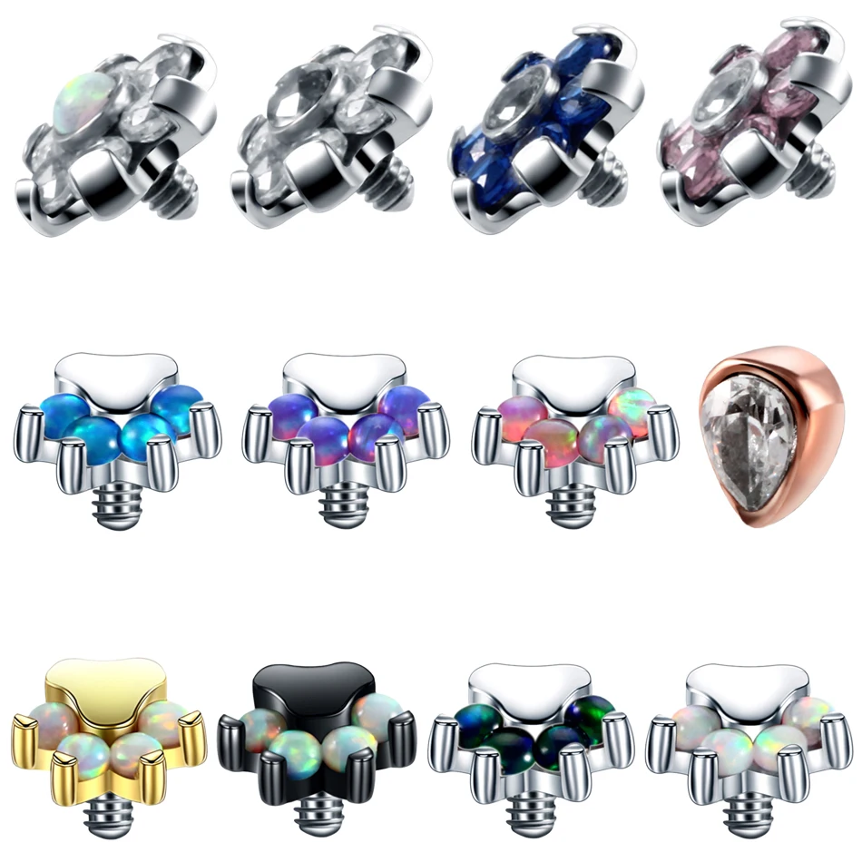 

1 Piece Top/Base Micro Dermal Piercing Tops Inner 16G Flower Skin Diver Base Sexy Hide-it Skin Piercing Base Steel Body Jewelry