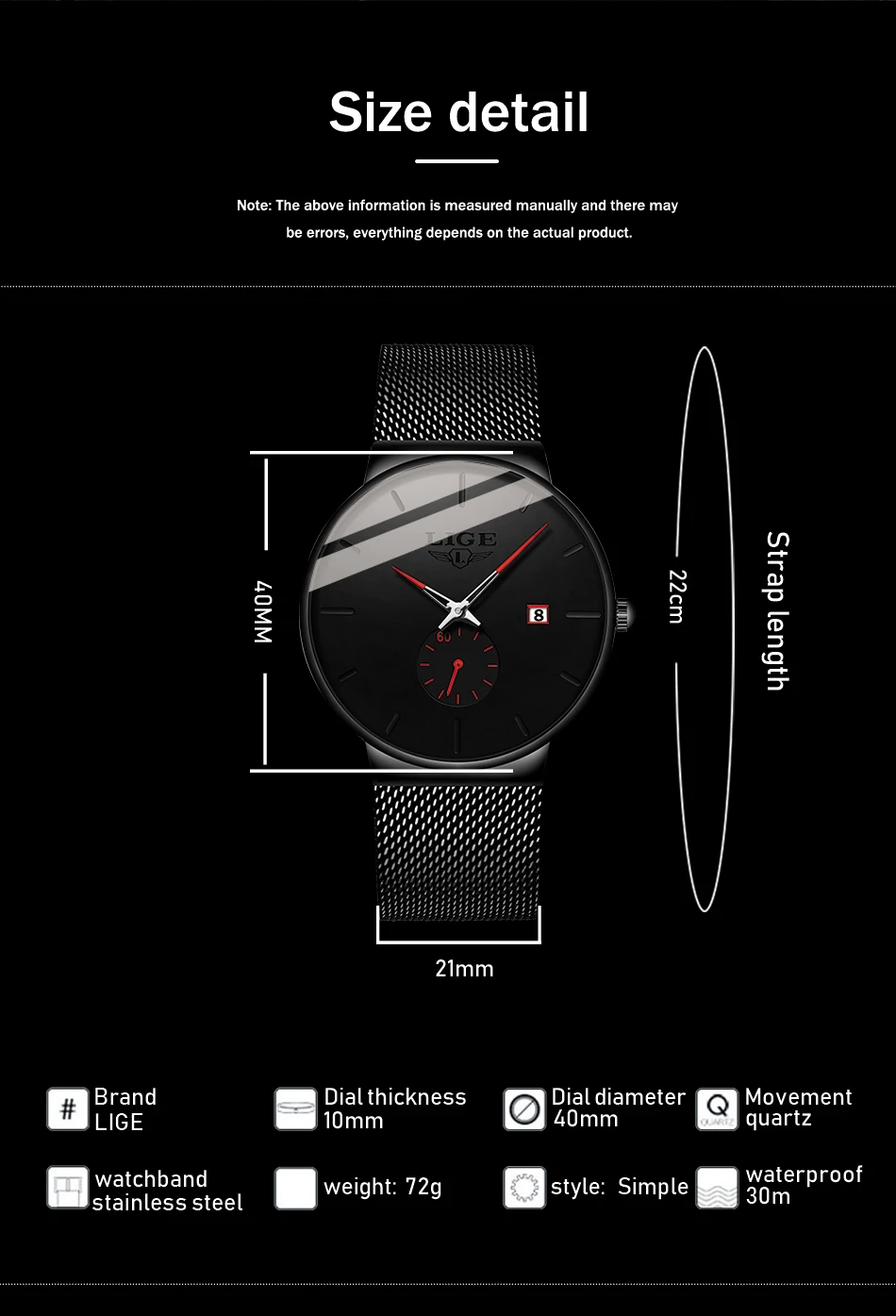 LIGE мужские часы Топ люксовый бренд мужские модные деловые Часы повседневные Аналоговые кварцевые наручные часы водонепроницаемые часы Relogio Masculino