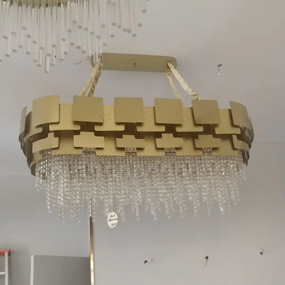 luxury design oval crystal chandelier modern lighting AC110V 220v gold