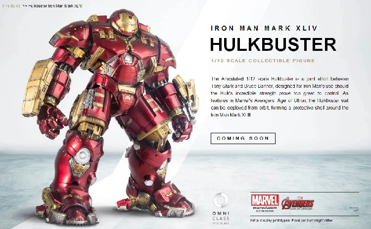 Comicave 1/12, Мстители, литая фигурка, серия Ironman Hulkbuster, коллекция MK44, фигурка для фанатов, подарок на праздник